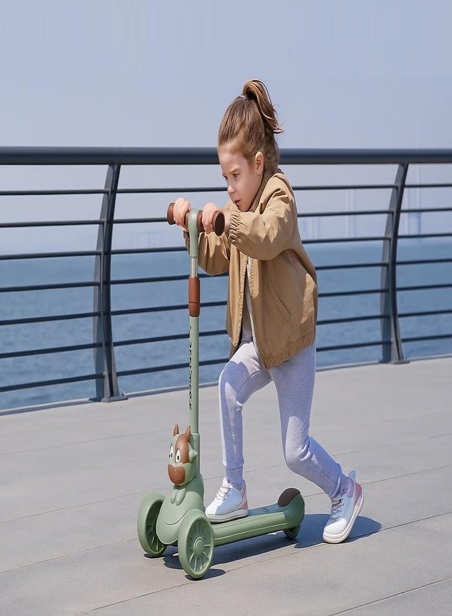 MLU Kids 3-Wheel Kick Scooter with LED Light-Up Wheels, Music Function & Adjustable Handlebar - Cow Design Ride-On Toy for Boys & Girls - Image 1